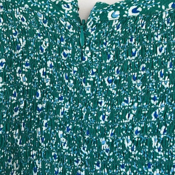 Loft size2 green and blue smocked top zipper in back jumpsuit with wide leg NWOT - Picture 8 of 10